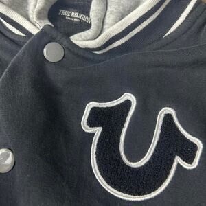 True religion black and white letterman jacket